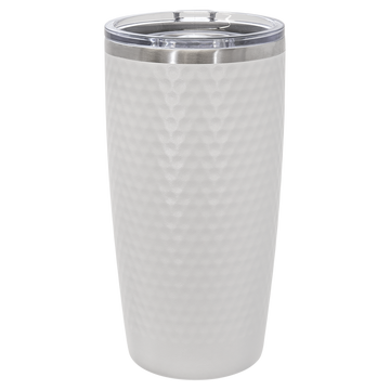 Polar Camel 20 oz. White Golf Dimpled Insulated Tumbler w/Clear Slider Lid
